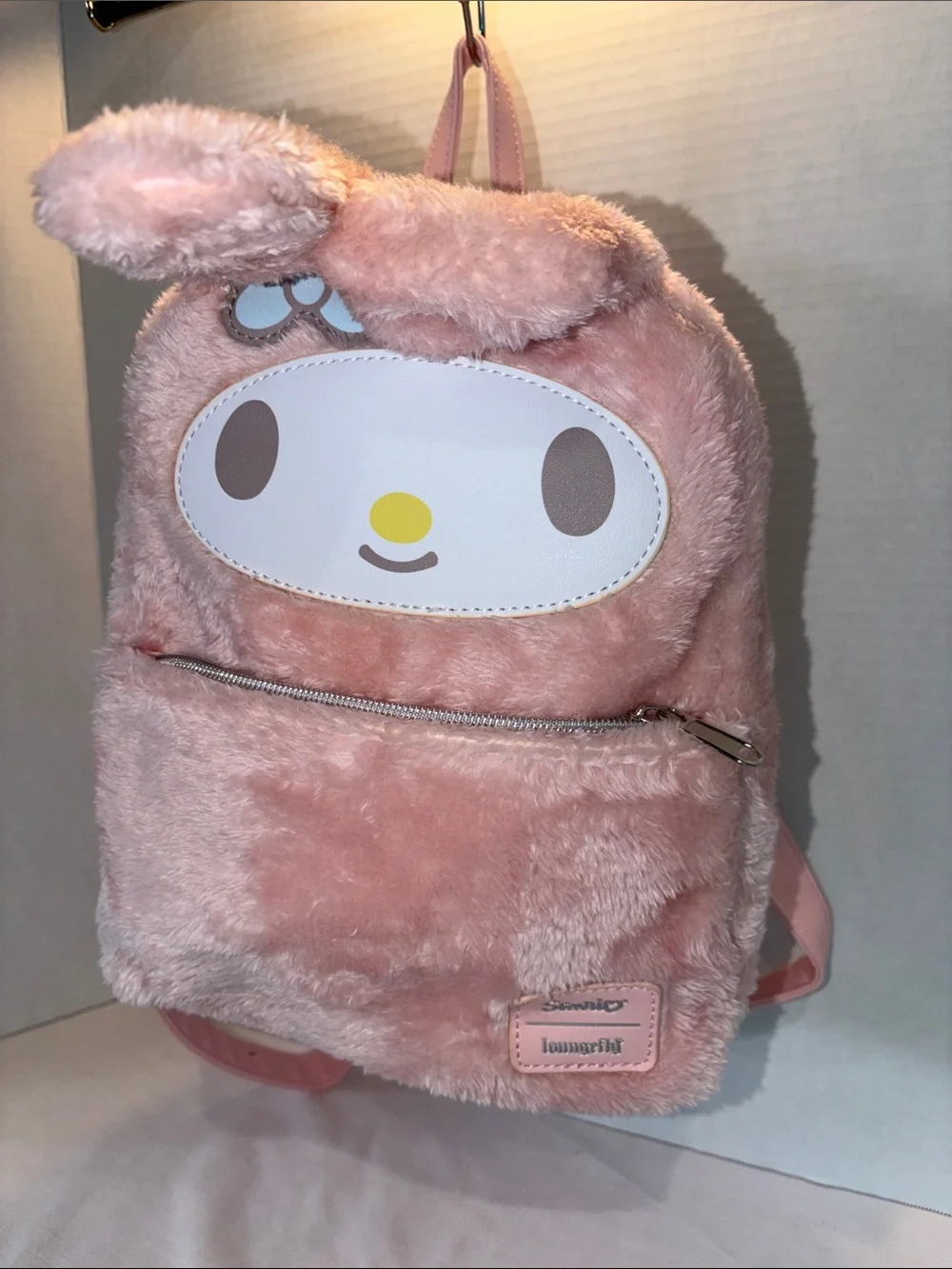 Sanrio My Melody Plush Pink Kids Backpack with Face Detail